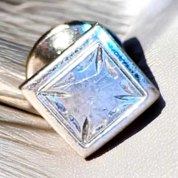 Vintage Sterling Silver Men’s Tie Pin Square Etched Unsigned - Picture 1 of 6